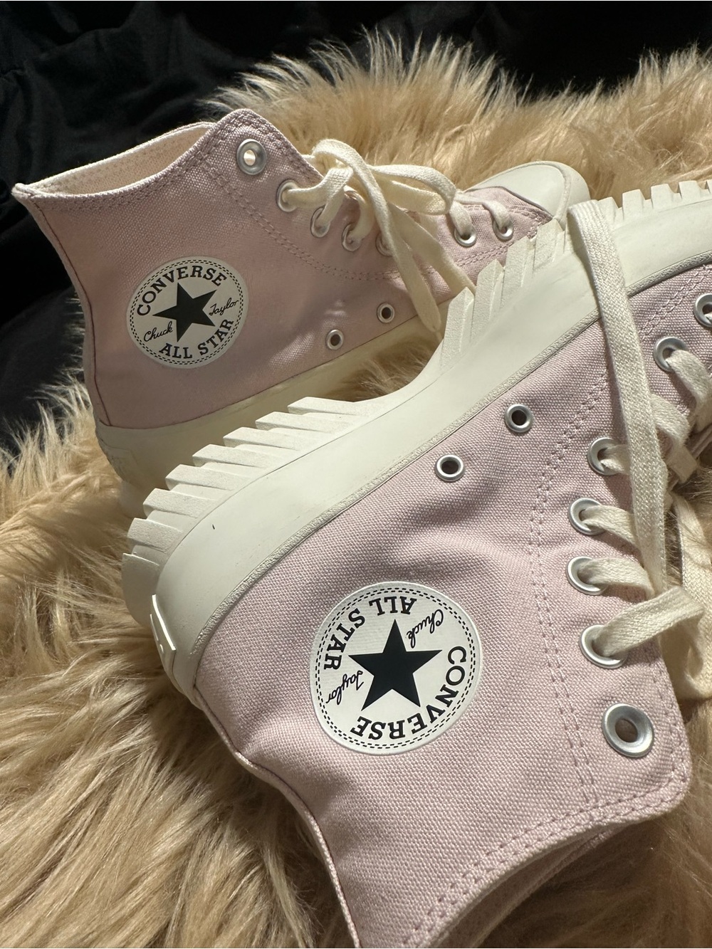 Converse High Top Platform Sneakers in Light Pink